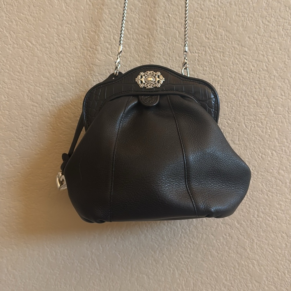 Brighton Black leather Crossbody Bag with Silver Accents - Picture 3 of 11